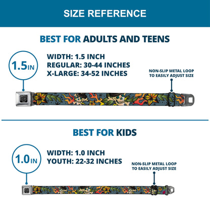 BD Wings Logo CLOSE-UP Full Color Black Silver Seatbelt Belt - Death or Glory CLOSE-UP Gray Webbing