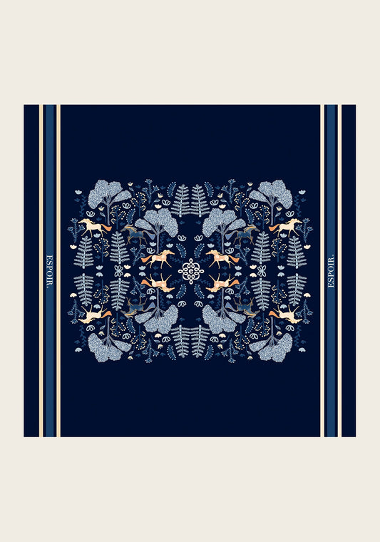  Forest on Navy Square Scarf