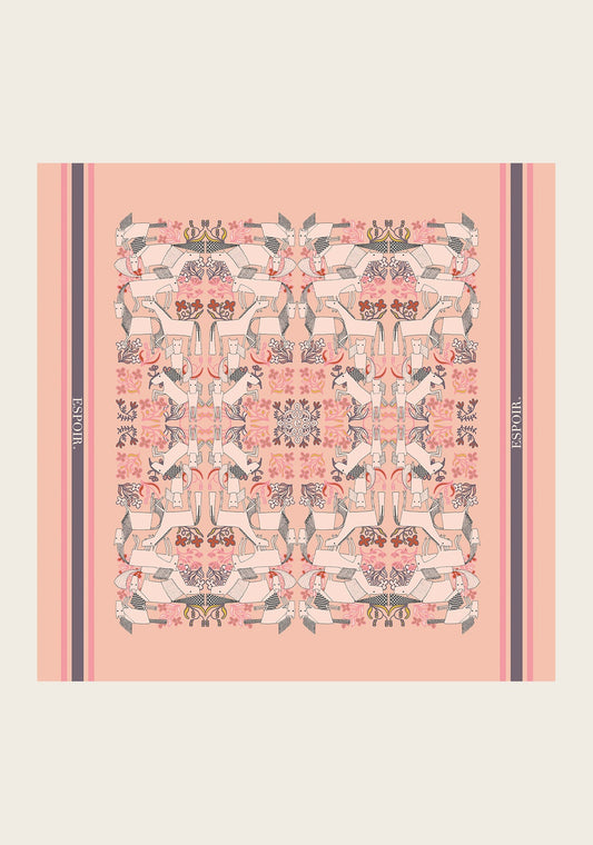  Maze on Peach Square Scarf