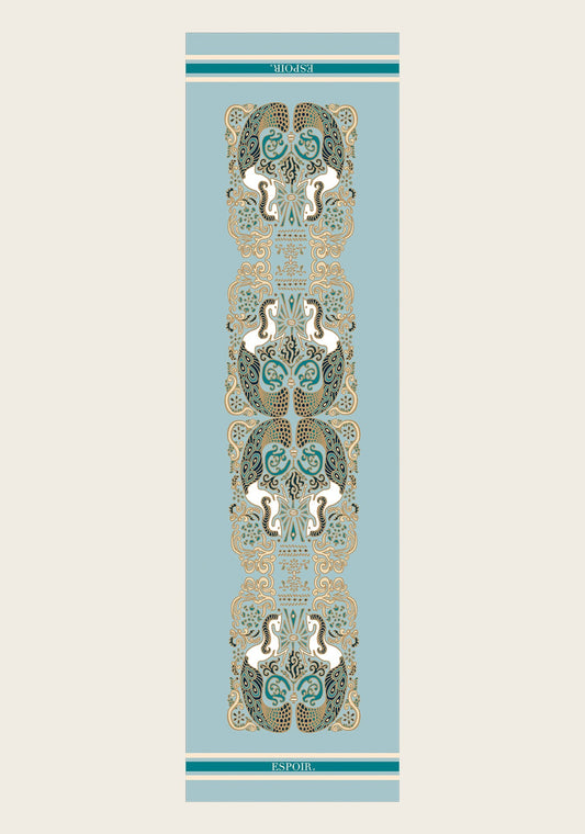 Mermaid Horses on Skye Blue Rectangular Scarf