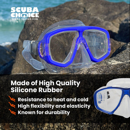 Palantic M36 Translucent Blue/Clear Silicone RX Farsighted Full Lenses Dive/Snorkeling Mask