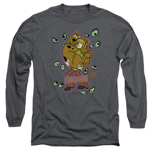 Scooby Doo Being Watched Mens Long Sleeve Shirt Charcoal Officially Licensed Officially Licensed