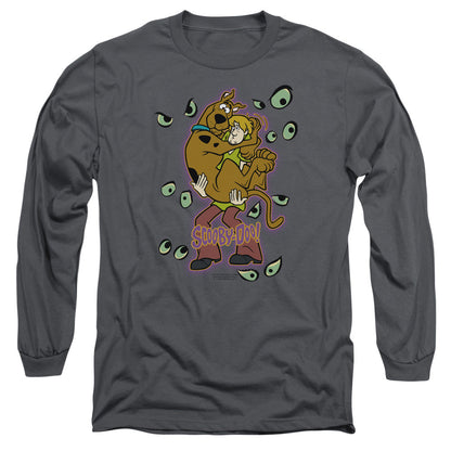 Scooby Doo Being Watched Mens Long Sleeve Shirt Charcoal Officially Licensed Officially Licensed