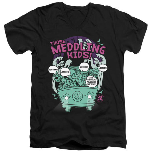 Scooby Doo Meddling Since 1969 Mens Slim Fit V Neck T Shirt Black Officially Licensed