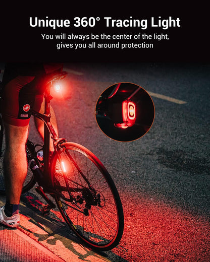 Magicshine SEEMEE 200 Rechargeable Bike Tail Lights,200 Lumens Max Output,360° Visibility Bicycle Lights, Smart Brake Sensor IPX6 Waterproof Rear Bike Lights 5 Modes for Road Urban Cyclists