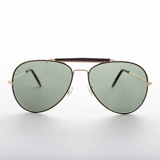 Gold Aviator Sunglass with Brow Bar - Selleck