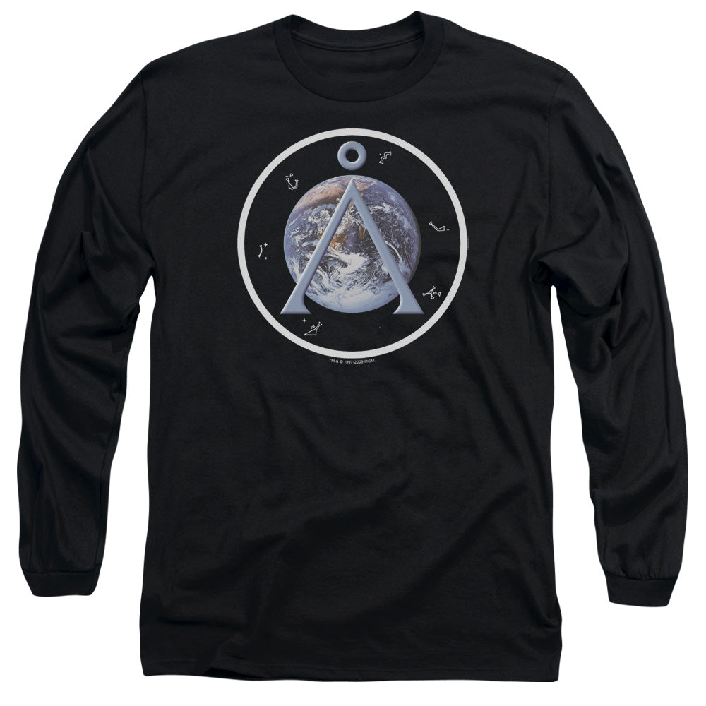 Sg1 Earth Emblem Mens Long Sleeve Shirt Black Officially Licensed