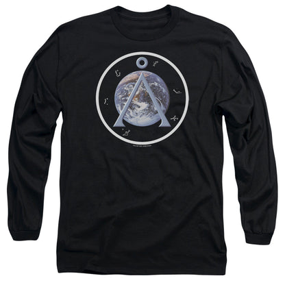 Sg1 Earth Emblem Mens Long Sleeve Shirt Black Officially Licensed