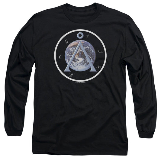 Sg1 Earth Emblem Mens Long Sleeve Shirt Black Officially Licensed