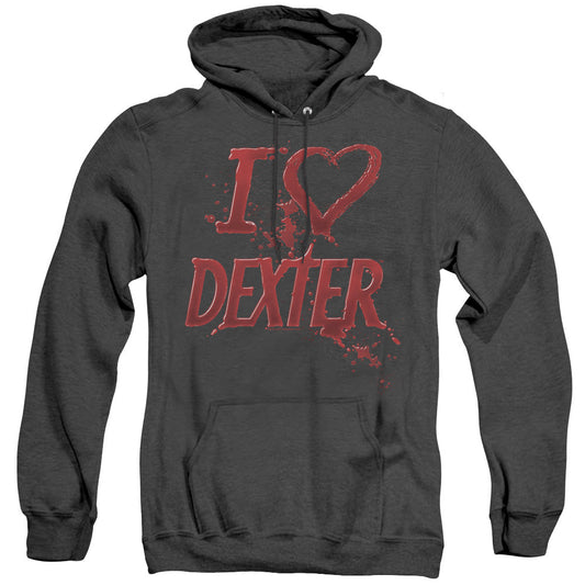 Dexter I Heart Dexter Mens Heather Hoodie Black Officially Licensed