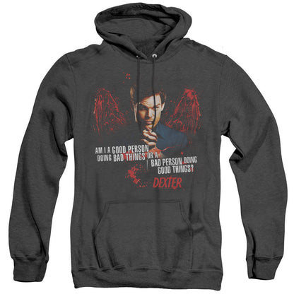 Dexter Good Bad Mens Heather Hoodie Black Officially Licensed