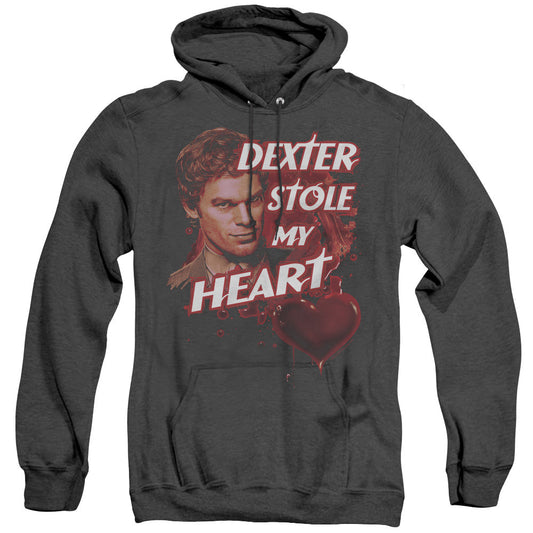 Dexter Bloody Heart Mens Heather Hoodie Black Officially Licensed