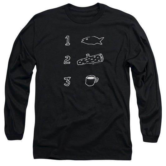 Twin Peaks Coffee Log Fish Mens Long Sleeve Shirt Black Officially Licensed