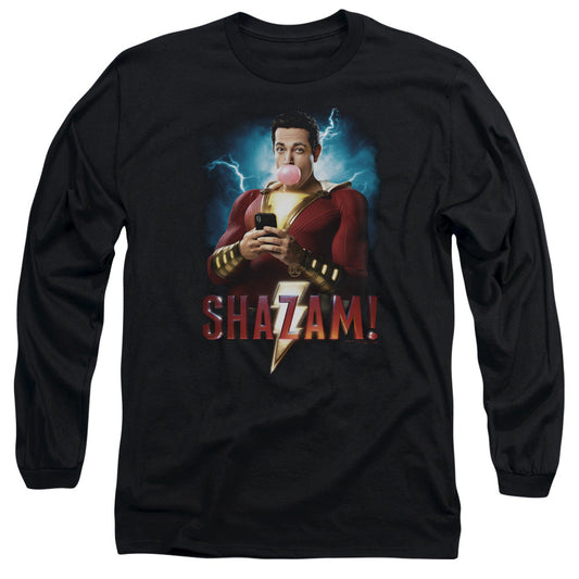Shazam Movie Blowing Up Mens Long Sleeve Shirt Black Officially Licensed Officially Licensed