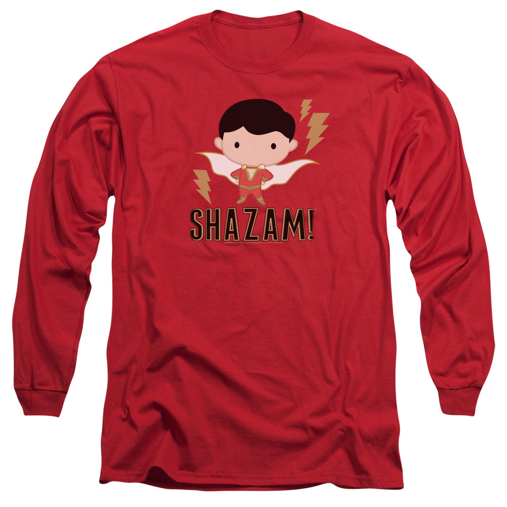 Shazam Movie Shazam Chibi Mens Long Sleeve Shirt Red Officially Licensed Officially Licensed