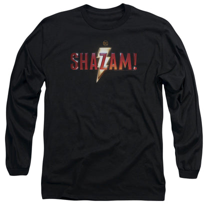 Shazam Movie Shazam Logo Mens Long Sleeve Shirt Black Officially Licensed