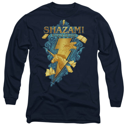 Shazam! Fury Of The Gods Big Blue Seal Mens Long Sleeve Shirt Navy Officially Licensed