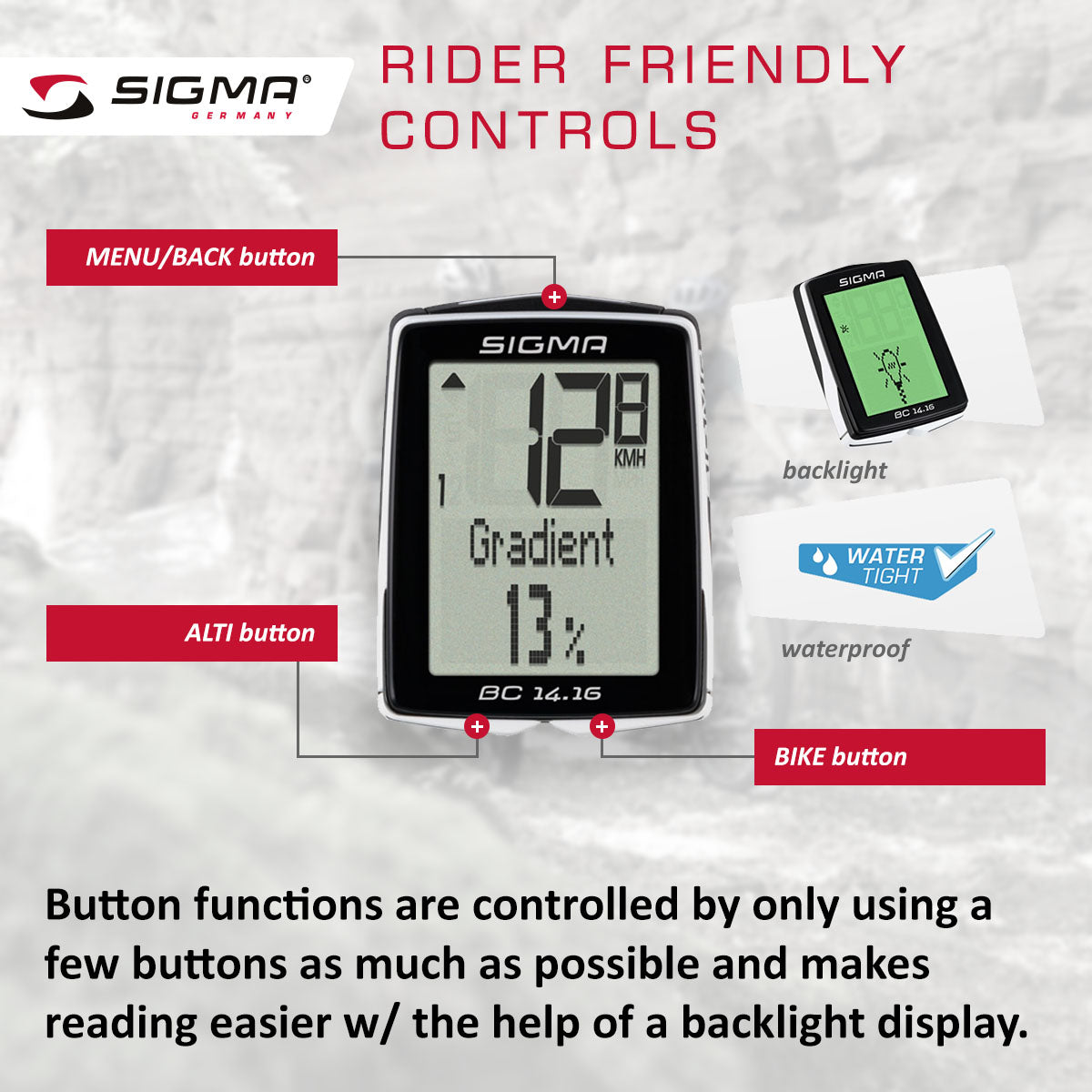 SIGMA Bicycle Computer - BC 14.16, Wired