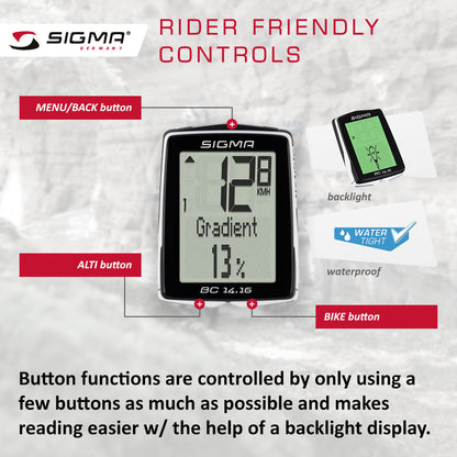 SIGMA Bicycle Computer - BC 14.16, Wired