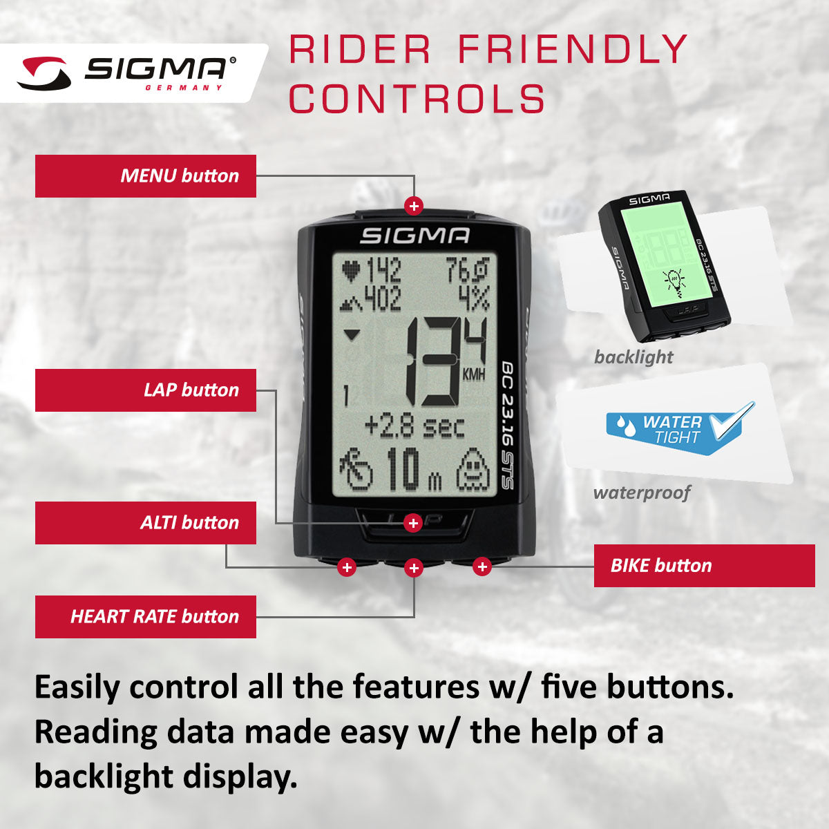 SIGMA Bicycle Computer - BC 23.16 STS, Digital Wireless