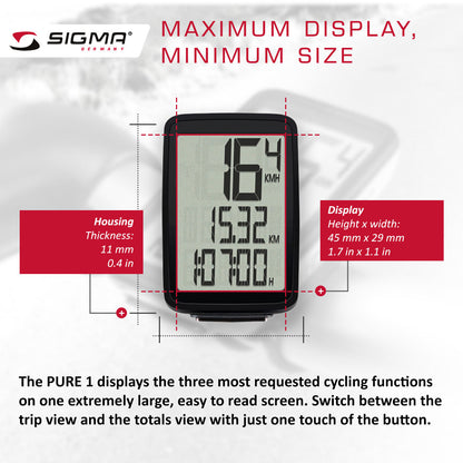 SIGMA Bicycle Computer - PURE 1 ATS, Analogue Wireless