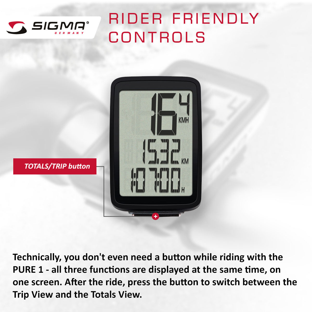 SIGMA Bicycle Computer - PURE 1 ATS, Analogue Wireless