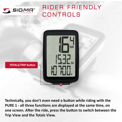 SIGMA Bicycle Computer - PURE 1 ATS, Analogue Wireless