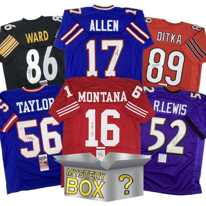 Autographed/Signed Football SILVER Series 1 Jersey Mystery Box with PSA JSA or Beckett COA