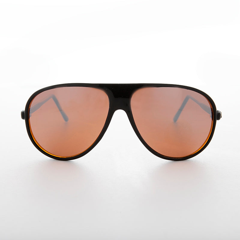 Mirrored Amber Lens Vintage Aviator Sunglasses- Slater