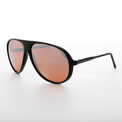Mirrored Amber Lens Vintage Aviator Sunglasses- Slater