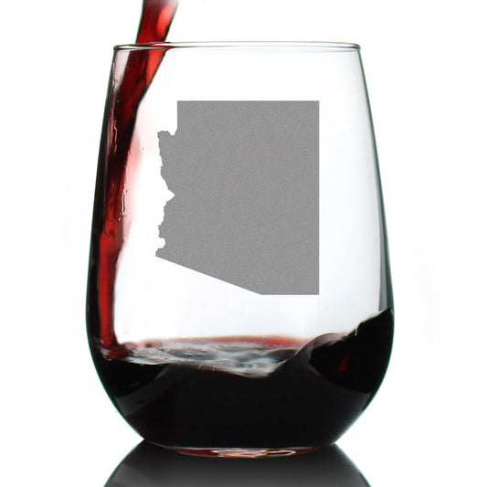 Arizona State Outline Stemless Wine Glass - State Themed Drinking Decor and Gifts for Arizonan Women & Men - Large 17 Oz Glasses