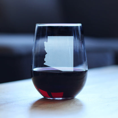 Arizona State Outline Stemless Wine Glass - State Themed Drinking Decor and Gifts for Arizonan Women & Men - Large 17 Oz Glasses