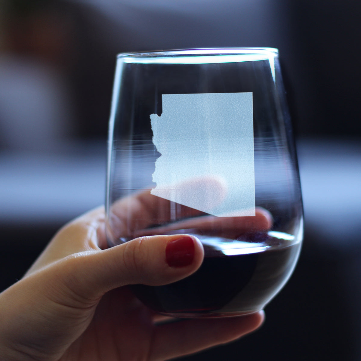 Arizona State Outline Stemless Wine Glass - State Themed Drinking Decor and Gifts for Arizonan Women & Men - Large 17 Oz Glasses