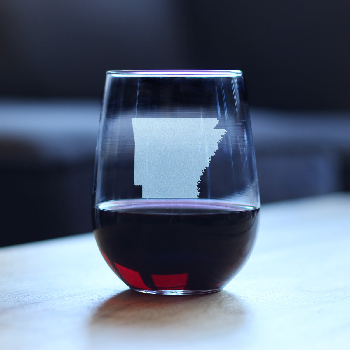 Arkansas State Outline Stemless Wine Glass - State Themed Drinking Decor and Gifts for Arkansans & Arkansawyer Women & Men - Large 17 Oz Glasses