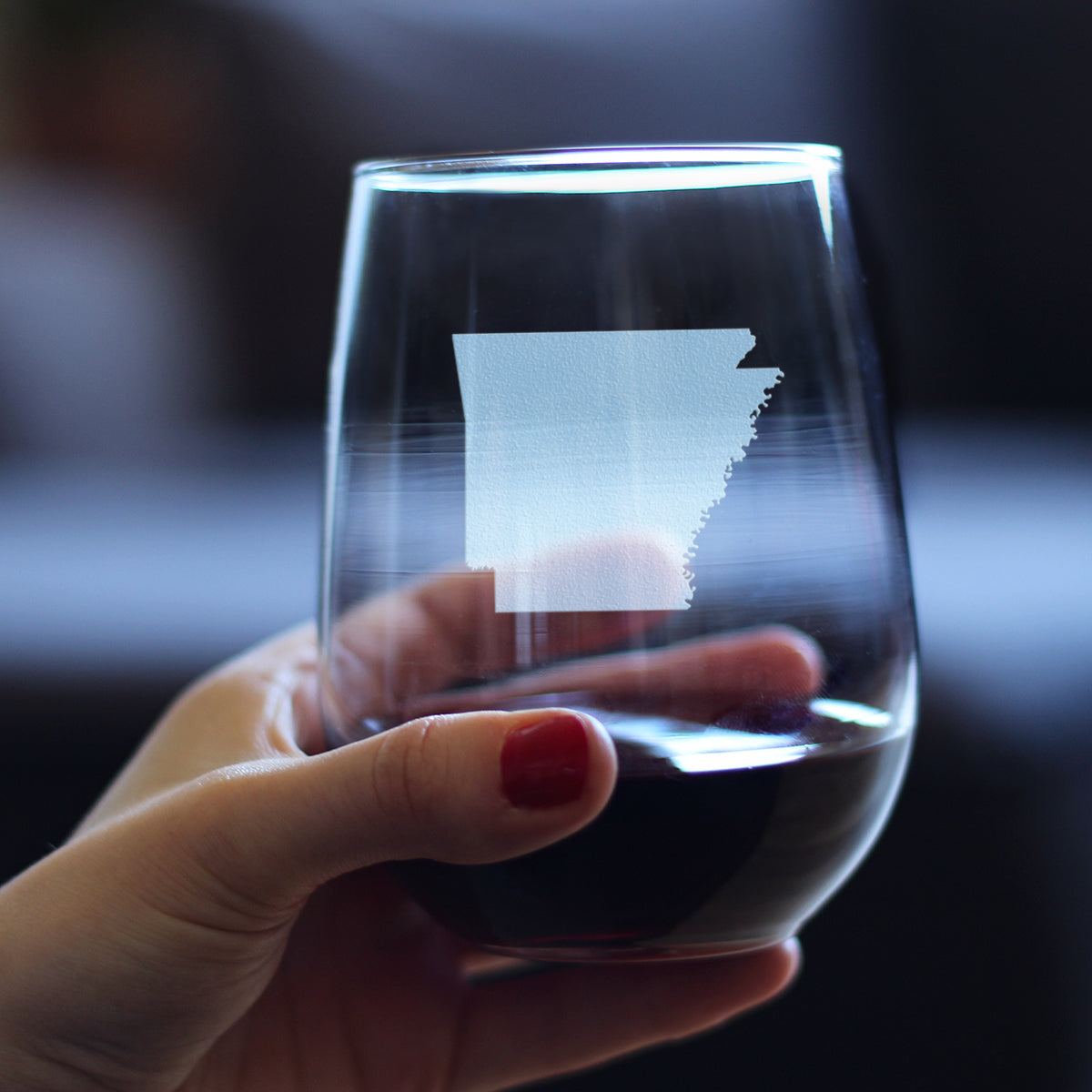 Arkansas State Outline Stemless Wine Glass - State Themed Drinking Decor and Gifts for Arkansans & Arkansawyer Women & Men - Large 17 Oz Glasses