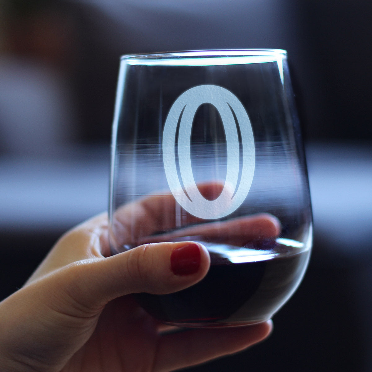 Monogram Bold Letter O - Stemless Wine Glass - Personalized Gifts for Women and Men - Large Engraved Glasses