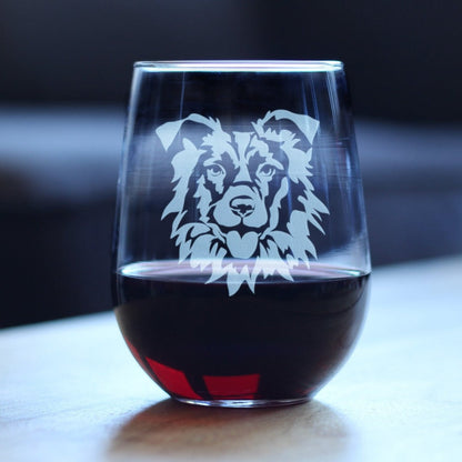 Border Collie Stemless Wine Glass - Cute Dog Themed Décor and Gifts for Moms & Dads of Border Collies - Large 17 Oz