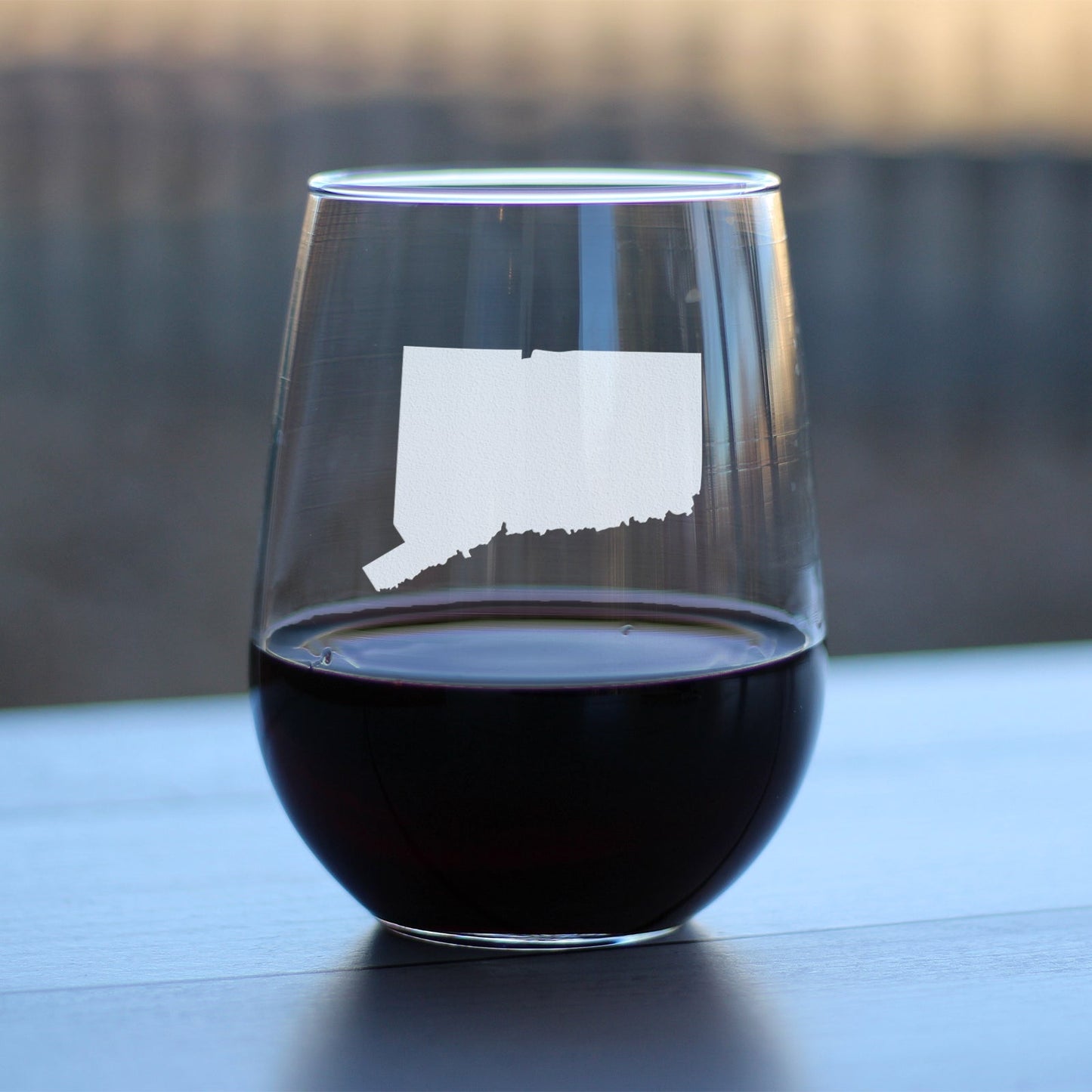 Connecticut State Outline Stemless Wine Glass - State Themed Drinking Decor and Gifts for Connecticuters and Nutmegger Women & Men - Large 17 Oz Glasses