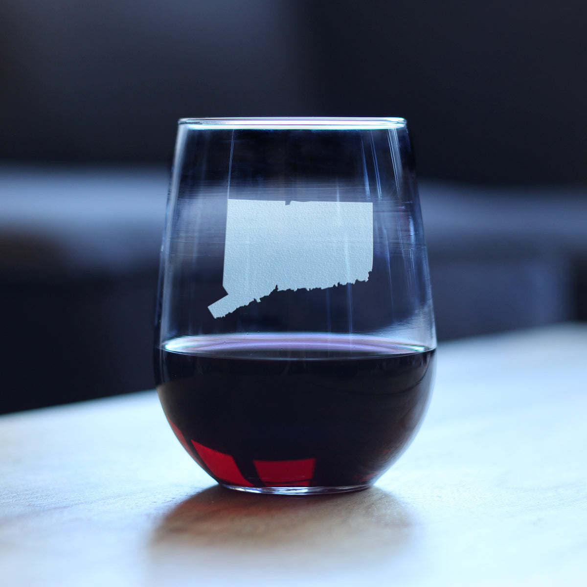 Connecticut State Outline Stemless Wine Glass - State Themed Drinking Decor and Gifts for Connecticuters and Nutmegger Women & Men - Large 17 Oz Glasses