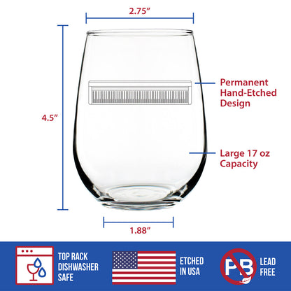 Piano Keyboard Stemless Wine Glass - Music Gifts for Musicians, Teachers and Musical Accessories for Women and Men that Play Keys - Large 17 Oz Glasses