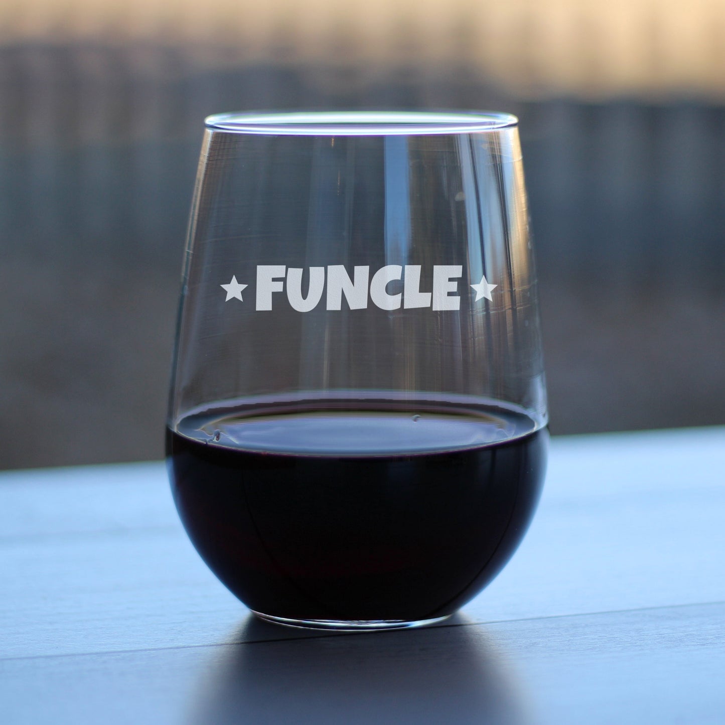 Funcle Stemless Wine Glass - Funny Gifts For The Best Uncle - Large 17 Oz Glasses