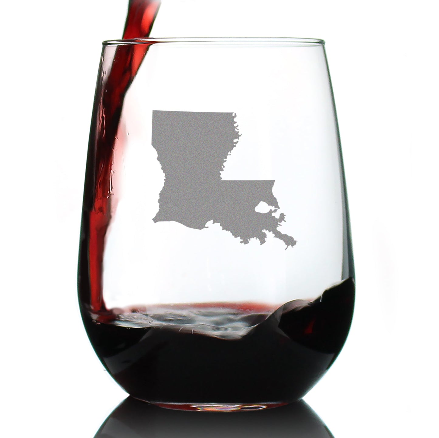 Louisiana State Outline Stemless Wine Glass - State Themed Drinking Decor and Gifts for Louisianian Women & Men - Large 17 Oz Glasses
