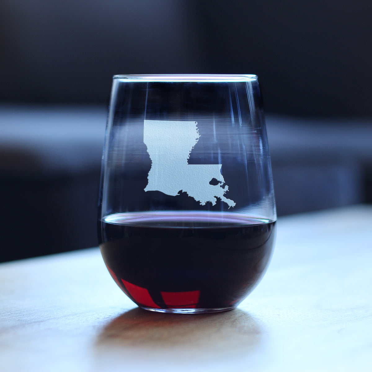 Louisiana State Outline Stemless Wine Glass - State Themed Drinking Decor and Gifts for Louisianian Women & Men - Large 17 Oz Glasses