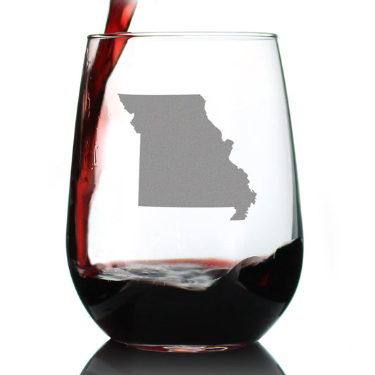 Missouri State Outline Stemless Wine Glass - State Themed Drinking Decor and Gifts for Missourian Women & Men - Large 17 Oz Glasses