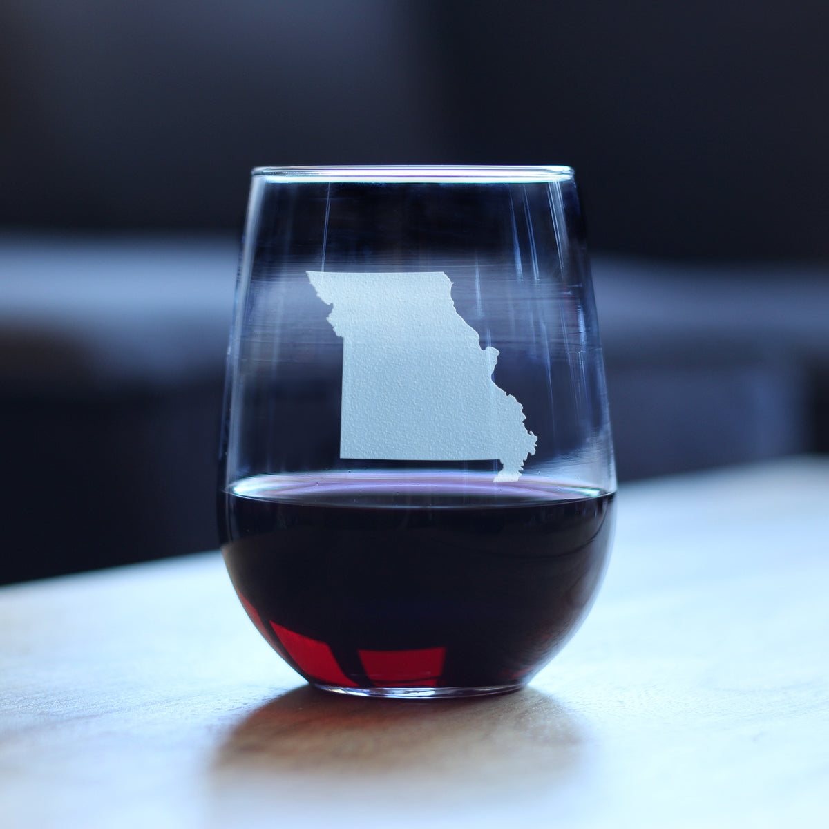 Missouri State Outline Stemless Wine Glass - State Themed Drinking Decor and Gifts for Missourian Women & Men - Large 17 Oz Glasses