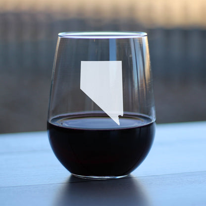 Nevada State Outline Stemless Wine Glass - State Themed Drinking Decor and Gifts for Nevadan Women & Men - Large 17 Oz Glasses