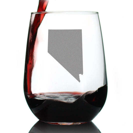 Nevada State Outline Stemless Wine Glass - State Themed Drinking Decor and Gifts for Nevadan Women & Men - Large 17 Oz Glasses