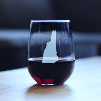 New Hampshire State Outline Stemless Wine Glass - State Themed Drinking Decor and Gifts for New Hampshirite Women & Men - Large 17 Oz Glasses