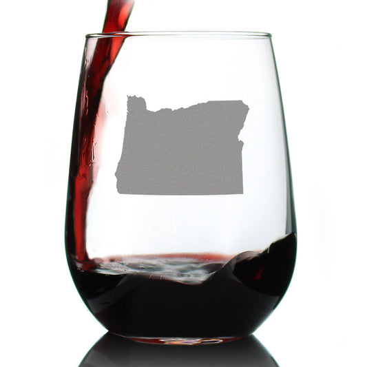Oregon State Outline Stemless Wine Glass - State Themed Drinking Decor and Gifts for Oregonian Women & Men - Large 17 Oz Glasses