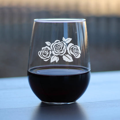 Roses - 17 Ounce Stemless Wine Glass